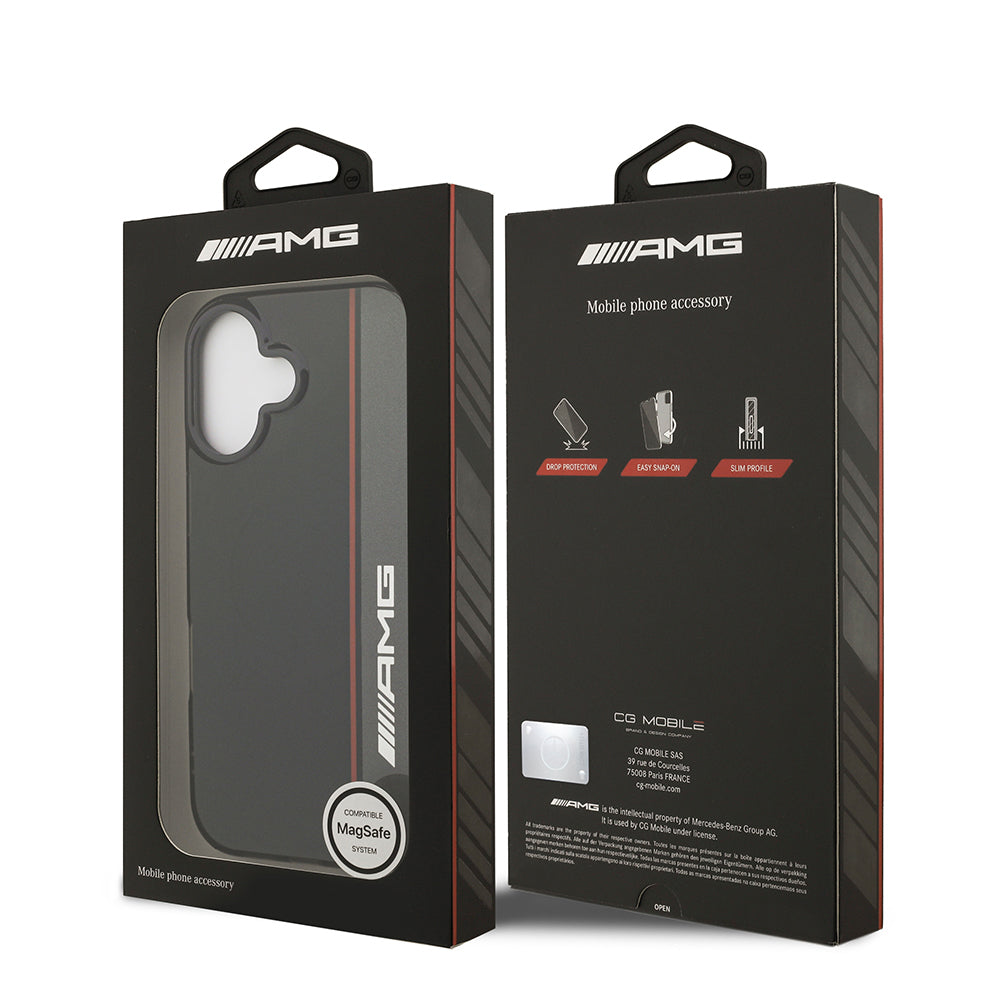 iPhone 17 Kılıf AMG Orjinal Lisanslı M-safe Şarj Özellikli IML Baskı Logolu Çift Katmanlı Bow Lines Kılıf