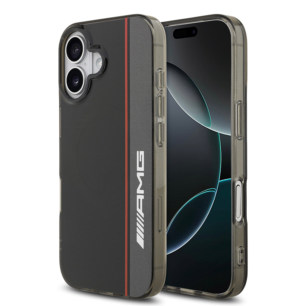 iPhone 17 Kılıf AMG Orjinal Lisanslı M-safe Şarj Özellikli IML Baskı Logolu Çift Katmanlı Bow Lines Kılıf