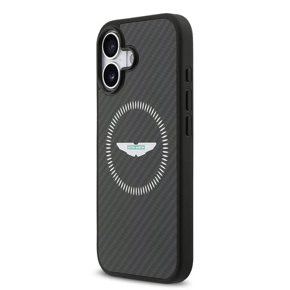 iPhone 17 Kılıf Aston Martin Orjinal Lisanslı M-safe Şarj Özellikli Karbon Fiber Kevlar Kılıf