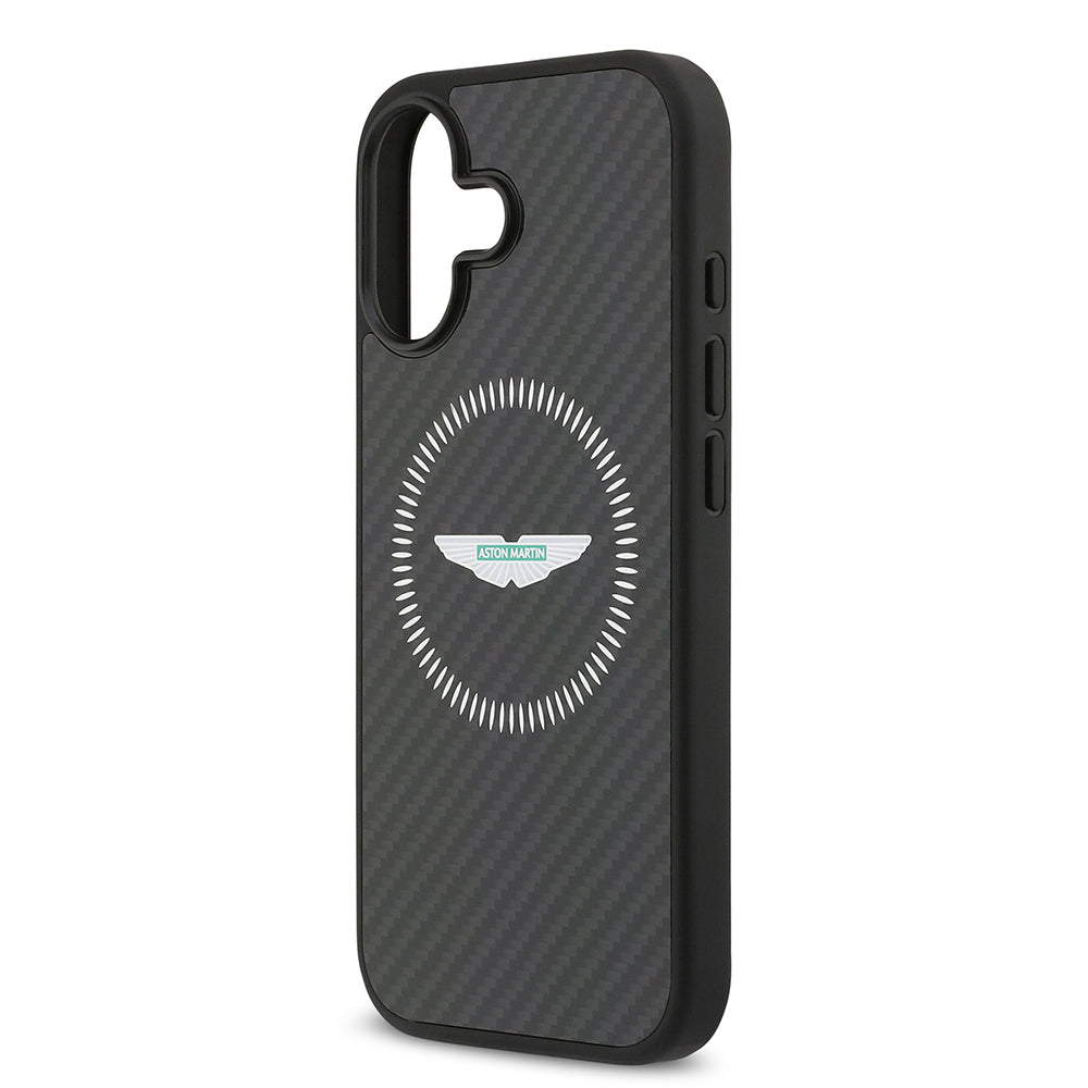 iPhone 17 Kılıf Aston Martin Orjinal Lisanslı M-safe Şarj Özellikli Karbon Fiber Kevlar Kılıf