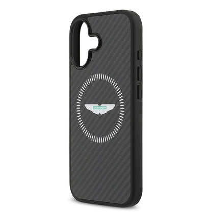 iPhone 17 Kılıf Aston Martin Orjinal Lisanslı M-safe Şarj Özellikli Karbon Fiber Kevlar Kılıf