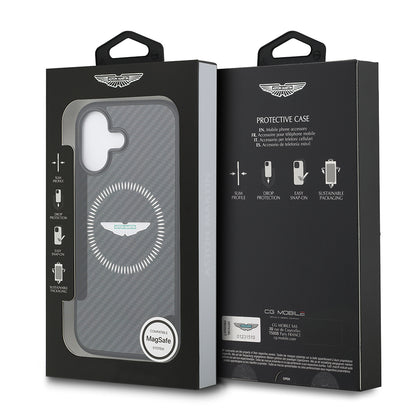 iPhone 17 Kılıf Aston Martin Orjinal Lisanslı M-safe Şarj Özellikli Karbon Fiber Kevlar Kılıf