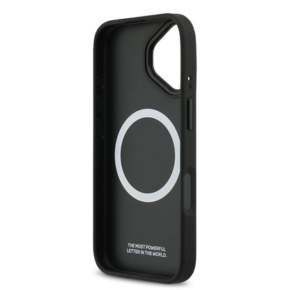 iPhone 17 Kılıf BMW Orjinal Lisanslı M-safe Şarj Özellikli Deri Arka Yüzey Metal Logolu Delikli Şerit Tasarımlı Kılıf