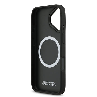 Apple iPhone 17 Kılıf BMW Orjinal Lisanslı M-safe Şarj Özellikli Deri Arka Yüzey Metal Logolu Delikli Şerit Tasarımlı Kapak Lacivert