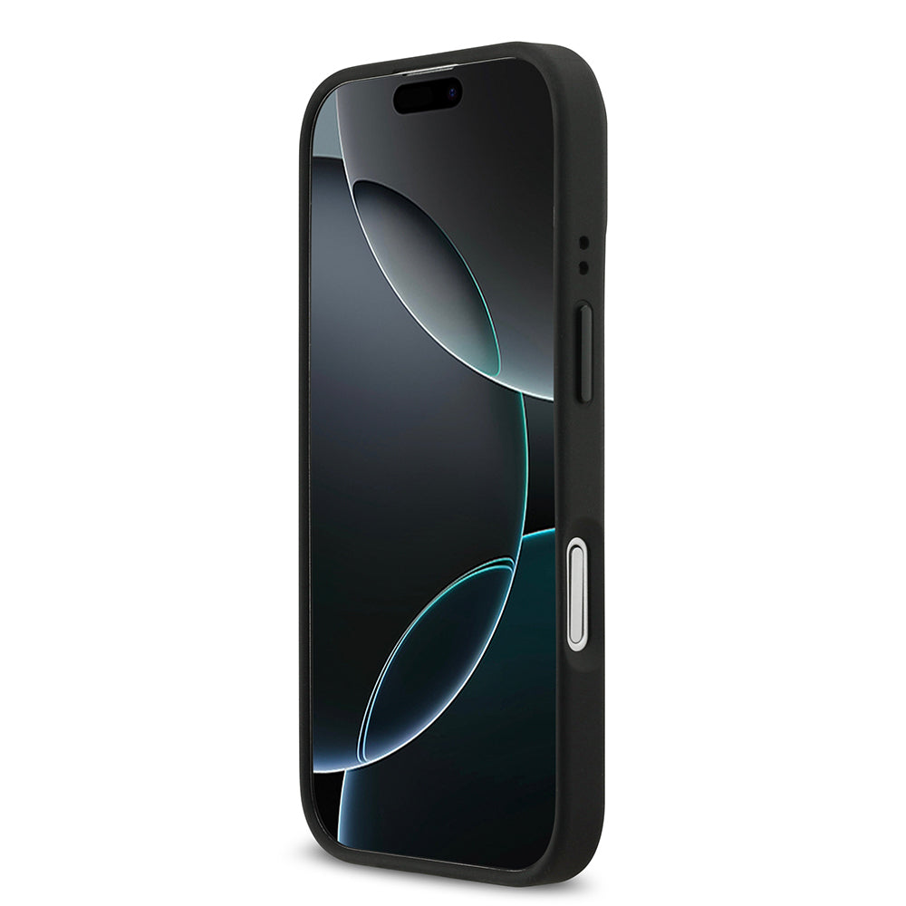 iPhone 17 Kılıf BMW Orjinal Lisanslı M-safe Şarj Özellikli Deri Arka Yüzey Metal Logolu Delikli Şerit Tasarımlı Kılıf