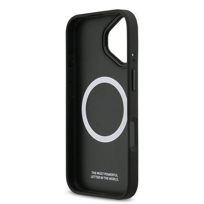 Apple iPhone 17 Kılıf BMW Orjinal Lisanslı M-safe Şarj Özellikli Deri Arka Yüzey Metal Logolu Delikli Şerit Tasarımlı Kapak Lacivert