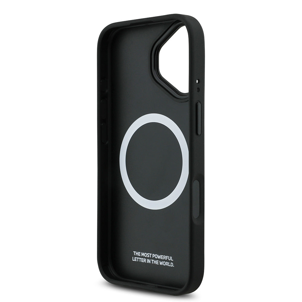 iPhone 17 Kılıf BMW Orjinal Lisanslı M-safe Şarj Özellikli M Logolu Üç Şeritli Delikli Deri Kılıf