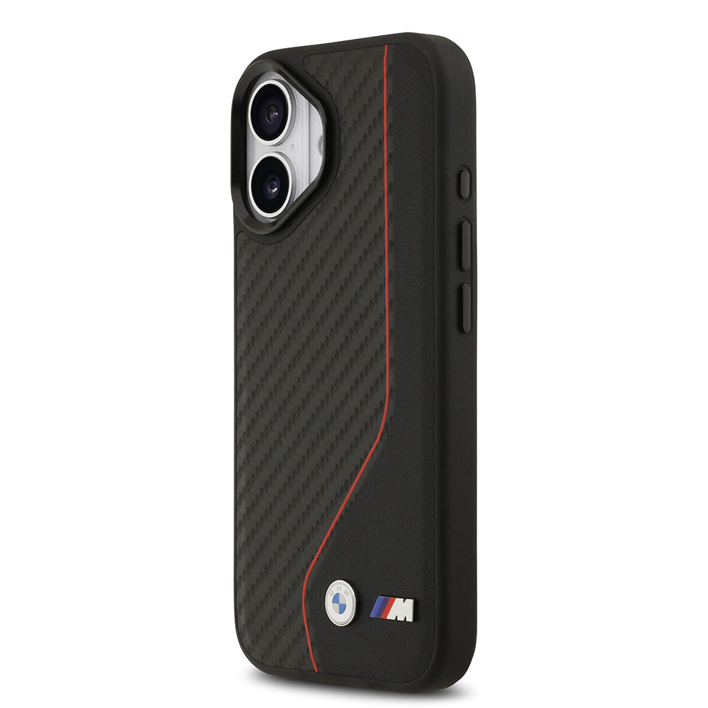 iPhone 17 Kılıf BMW Orjinal Lisanslı M-safe Şarj Özellikli Metal BMW ve M Logolu PU Karbon Tasarımlı Kılıf