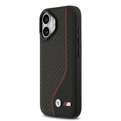 iPhone 17 Kılıf BMW Orjinal Lisanslı M-safe Şarj Özellikli Metal BMW ve M Logolu PU Karbon Tasarımlı Kılıf