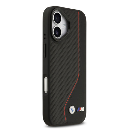 iPhone 17 Kılıf BMW Orjinal Lisanslı M-safe Şarj Özellikli Metal BMW ve M Logolu PU Karbon Tasarımlı Kılıf