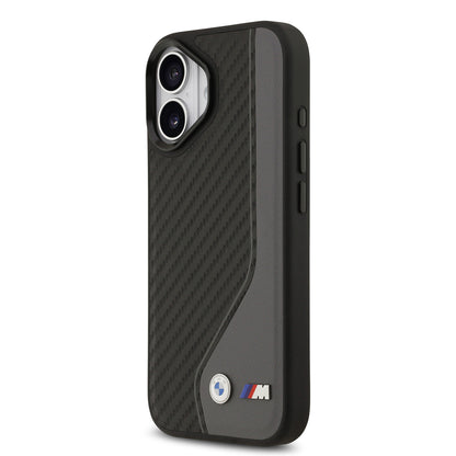 iPhone 17 Kılıf BMW Orjinal Lisanslı M-safe Şarj Özellikli Metal BMW ve M Logolu PU Karbon Tasarımlı Kılıf