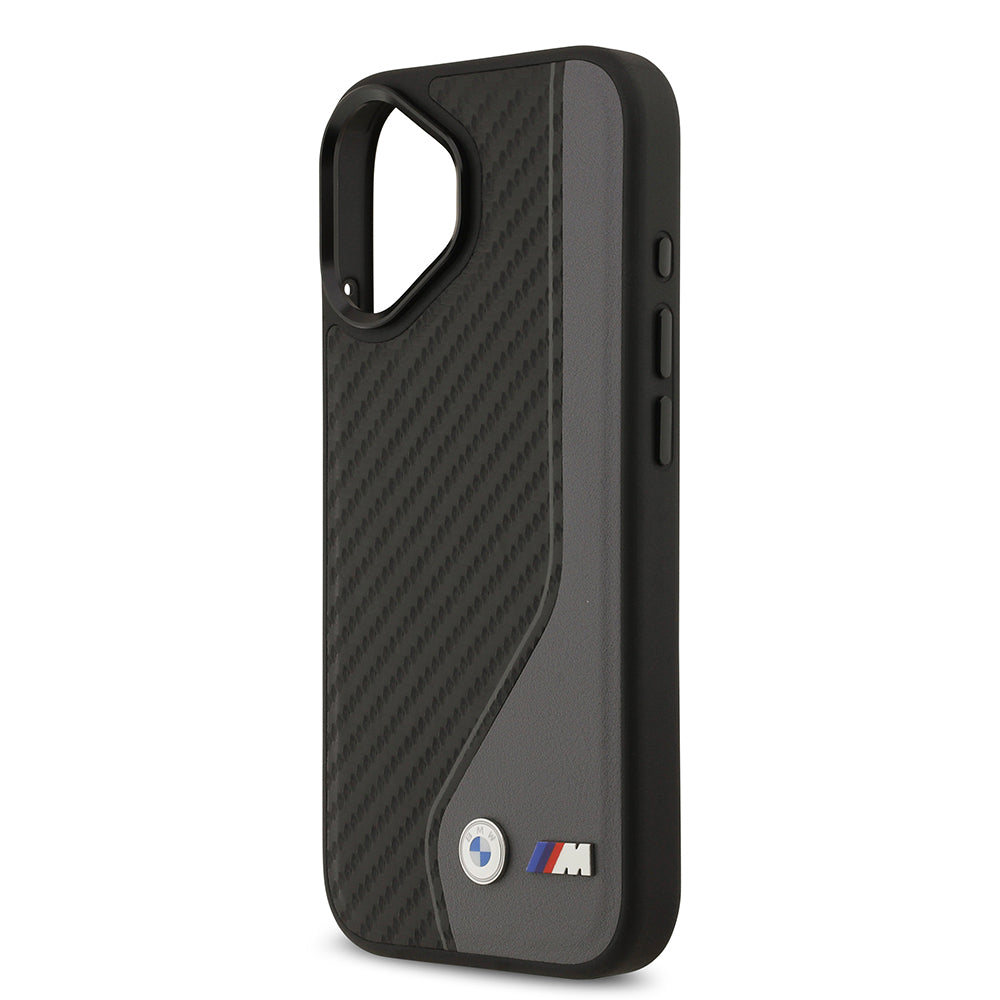 iPhone 17 Kılıf BMW Orjinal Lisanslı M-safe Şarj Özellikli Metal BMW ve M Logolu PU Karbon Tasarımlı Kılıf