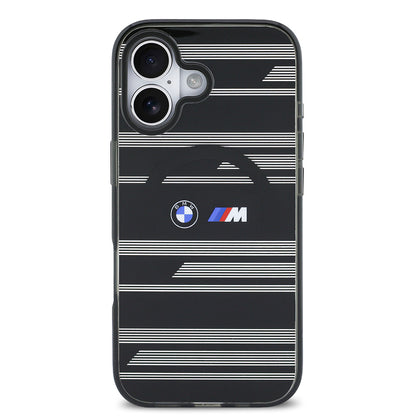 iPhone 17 Kılıf BMW Orjinal Lisanslı M-safe Şarj Özellikli Metal Kamera Butonlu Yatay Şeritli M Dizayn Kılıf