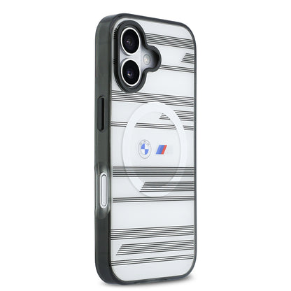 iPhone 17 Kılıf BMW Orjinal Lisanslı M-safe Şarj Özellikli Metal Kamera Butonlu Yatay Şeritli M Dizayn Kılıf