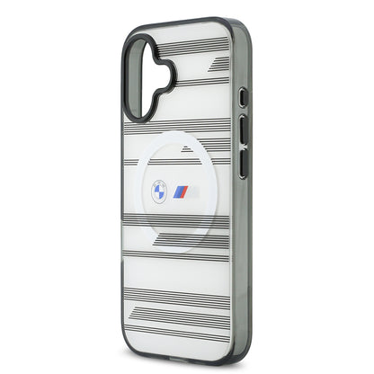 iPhone 17 Kılıf BMW Orjinal Lisanslı M-safe Şarj Özellikli Metal Kamera Butonlu Yatay Şeritli M Dizayn Kılıf