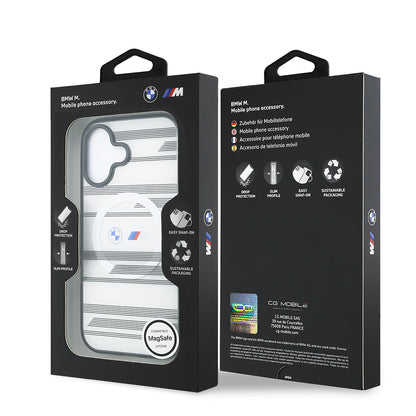 iPhone 17 Kılıf BMW Orjinal Lisanslı M-safe Şarj Özellikli Metal Kamera Butonlu Yatay Şeritli M Dizayn Kılıf