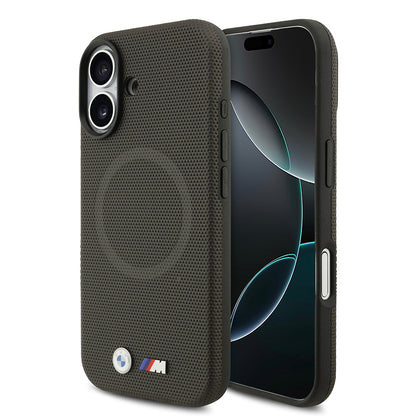 iPhone 17 Kılıf BMW Orjinal Lisanslı M-safe Şarj Özellikli Metal Logolu Delikli M Dizayn Deri Kılıf