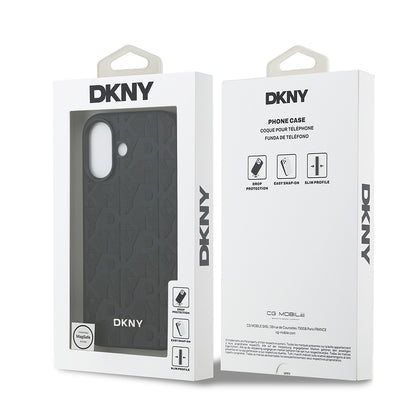 Apple iPhone 17 Kılıf DKNY Orjinal Lisanslı M-safe Şarj Özellikli 3D Yazılı Grid Pattern Kapak