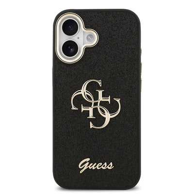 Apple iPhone 17 Kılıf Guess Orjinal Lisanslı 4G Büyük Metal Kamera Çerçeveli ve Logolu Glitter Kapak Gold