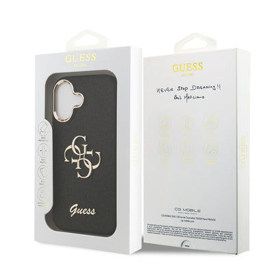 Apple iPhone 17 Kılıf Guess Orjinal Lisanslı 4G Büyük Metal Kamera Çerçeveli ve Logolu Glitter Kapak Gold