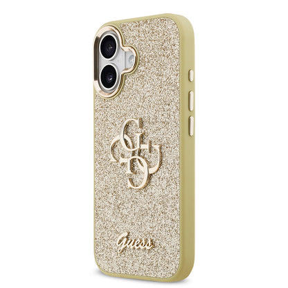 iPhone 17 Kılıf Guess Orjinal Lisanslı 4G Büyük Metal Kamera Çerçeveli ve Logolu Glitter Kılıf