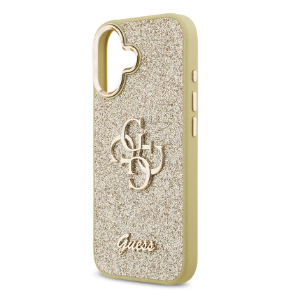 iPhone 17 Kılıf Guess Orjinal Lisanslı 4G Büyük Metal Kamera Çerçeveli ve Logolu Glitter Kılıf