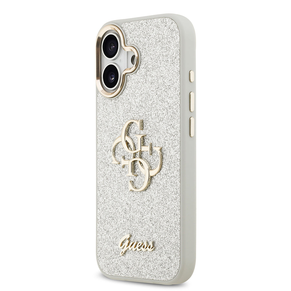 iPhone 17 Kılıf Guess Orjinal Lisanslı 4G Büyük Metal Kamera Çerçeveli ve Logolu Glitter Kılıf