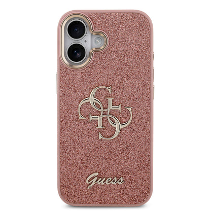 iPhone 17 Kılıf Guess Orjinal Lisanslı 4G Büyük Metal Kamera Çerçeveli ve Logolu Glitter Kılıf