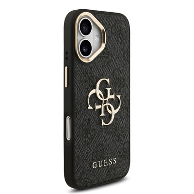 Apple iPhone 17 Kılıf Guess Orjinal Lisanslı 4G Büyük Metal Logolu Kalın Askılı Kapak Kahverengi