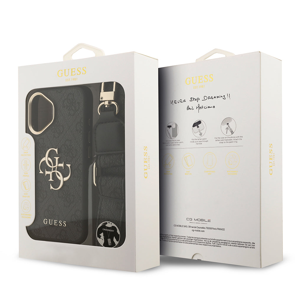 iPhone 17 Kılıf Guess Orjinal Lisanslı 4G Büyük Metal Logolu Kalın Askılı Kılıf