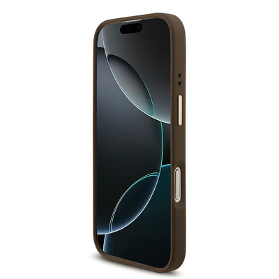 Apple iPhone 17 Kılıf Guess Orjinal Lisanslı 4G Büyük Metal Logolu Kalın Askılı Kapak Kahverengi