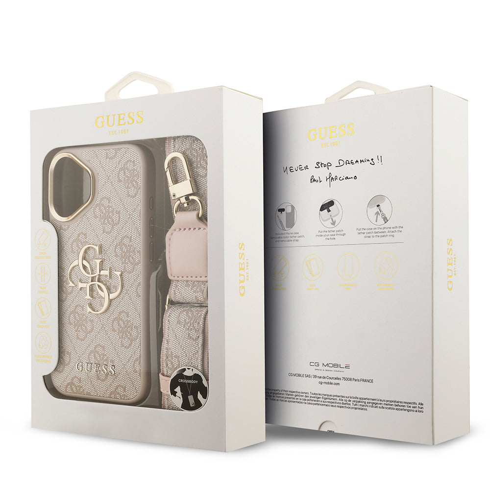 iPhone 17 Kılıf Guess Orjinal Lisanslı 4G Büyük Metal Logolu Kalın Askılı Kılıf