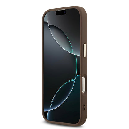 iPhone 17 Kılıf Guess Orjinal Lisanslı Gold Metal Kamera Çerçeveli 4G Desenli Metal Büyük 4G ve Yazı Logolu Kılıf