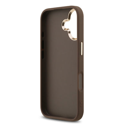 Apple iPhone 17 Kılıf Guess Orjinal Lisanslı Gold Metal Kamera Çerçeveli 4G Desenli Metal Büyük 4G ve Yazı Logolu Kapak Siyah