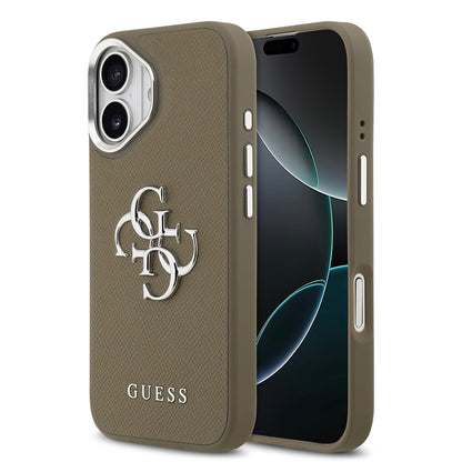 iPhone 17 Kılıf Guess Orjinal Lisanslı Grained 4G Metal Büyük Logolu Kılıf
