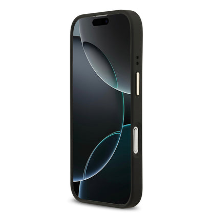 iPhone 17 Kılıf Guess Orjinal Lisanslı M-safe Şarj Özellikli 4G Desenli PU Metal Plaka Klasik Logolu Kılıf