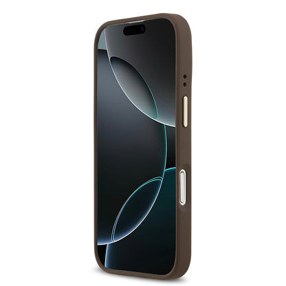 iPhone 17 Kılıf Guess Orjinal Lisanslı M-safe Şarj Özellikli 4G Desenli PU Metal Plaka Klasik Logolu Kılıf