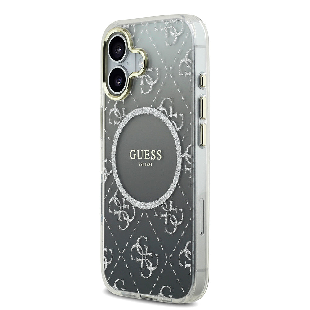 iPhone 17 Kılıf Guess Orjinal Lisanslı M-safe Şarj Özellikli 4G Desenli Simli Silikon Kılıf