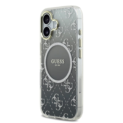 iPhone 17 Kılıf Guess Orjinal Lisanslı M-safe Şarj Özellikli 4G Desenli Simli Silikon Kılıf