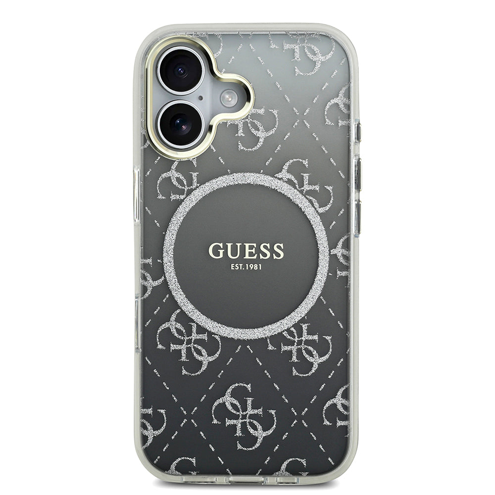 iPhone 17 Kılıf Guess Orjinal Lisanslı M-safe Şarj Özellikli 4G Desenli Simli Silikon Kılıf