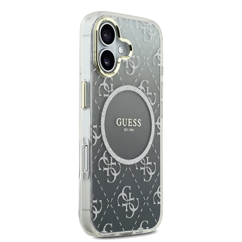iPhone 17 Kılıf Guess Orjinal Lisanslı M-safe Şarj Özellikli 4G Desenli Simli Silikon Kılıf