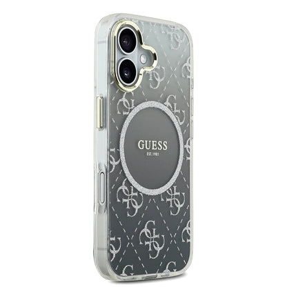 iPhone 17 Kılıf Guess Orjinal Lisanslı M-safe Şarj Özellikli 4G Desenli Simli Silikon Kılıf