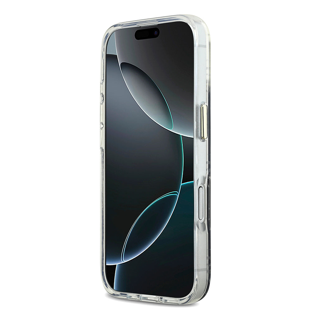 iPhone 17 Kılıf Guess Orjinal Lisanslı M-safe Şarj Özellikli 4G Desenli Simli Silikon Kılıf