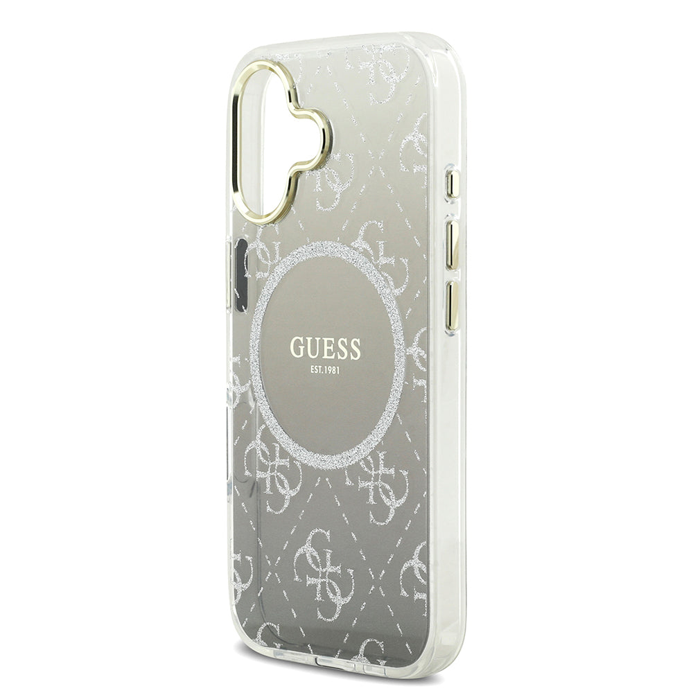 iPhone 17 Kılıf Guess Orjinal Lisanslı M-safe Şarj Özellikli 4G Desenli Simli Silikon Kılıf