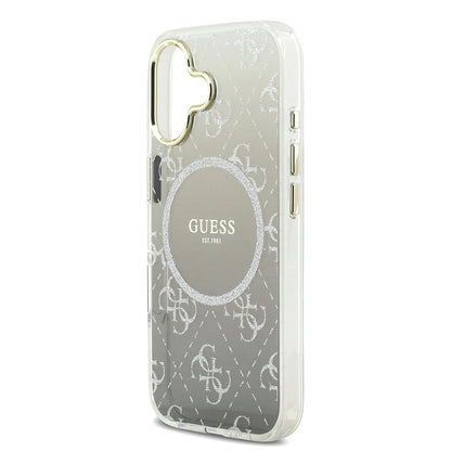 iPhone 17 Kılıf Guess Orjinal Lisanslı M-safe Şarj Özellikli 4G Desenli Simli Silikon Kılıf