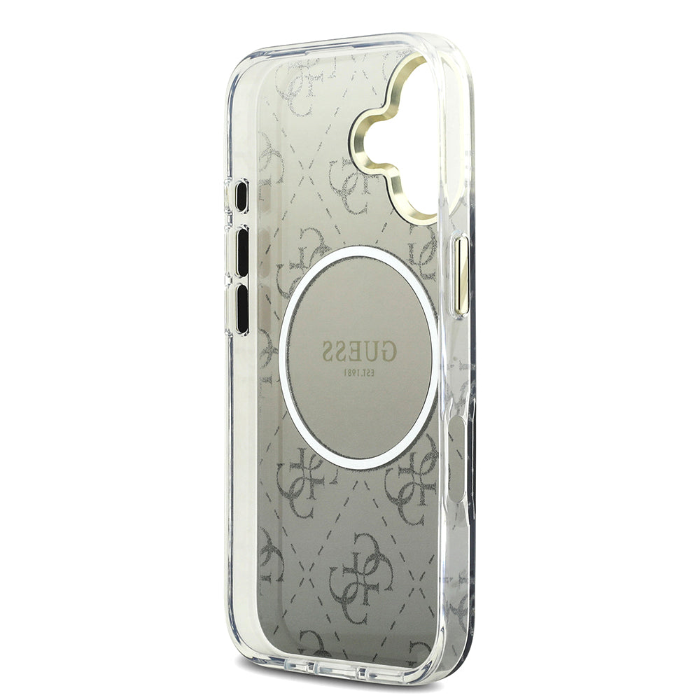 iPhone 17 Kılıf Guess Orjinal Lisanslı M-safe Şarj Özellikli 4G Desenli Simli Silikon Kılıf