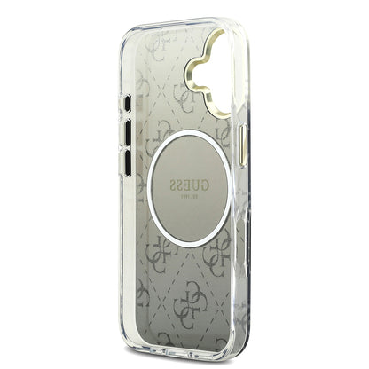 iPhone 17 Kılıf Guess Orjinal Lisanslı M-safe Şarj Özellikli 4G Desenli Simli Silikon Kılıf