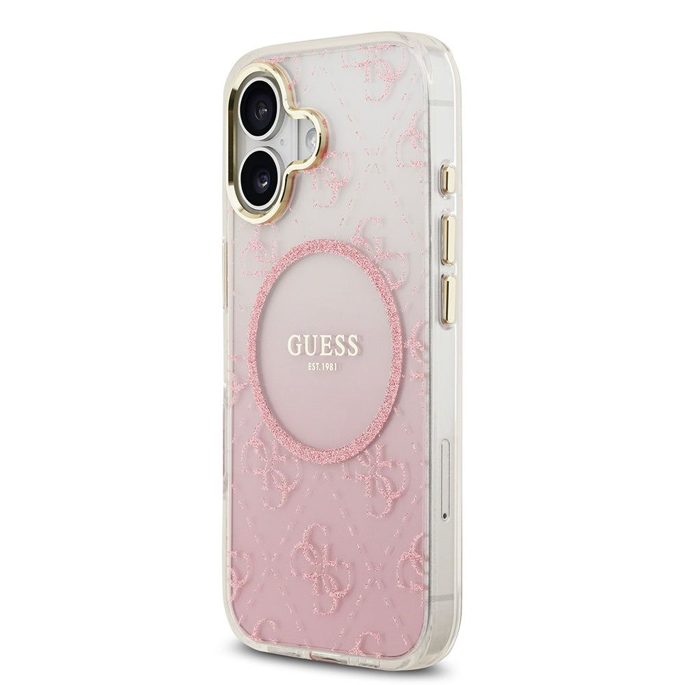 iPhone 17 Kılıf Guess Orjinal Lisanslı M-safe Şarj Özellikli 4G Desenli Simli Silikon Kılıf