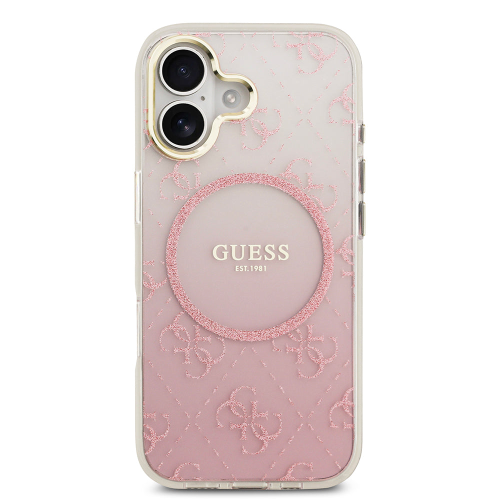 iPhone 17 Kılıf Guess Orjinal Lisanslı M-safe Şarj Özellikli 4G Desenli Simli Silikon Kılıf