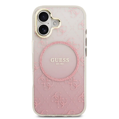 iPhone 17 Kılıf Guess Orjinal Lisanslı M-safe Şarj Özellikli 4G Desenli Simli Silikon Kılıf